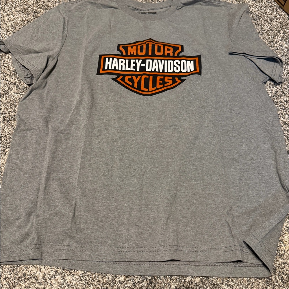 Harley-Davidson Gray Short Sleeve Tee with Orange and Black Logo